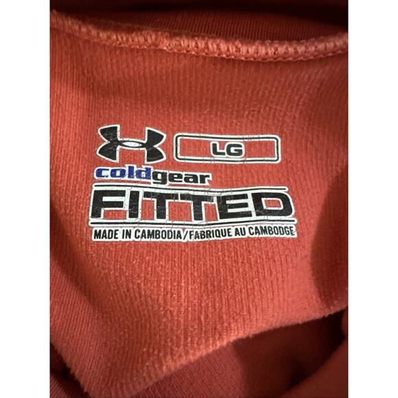 Under Armour Compression Women's L Fitted Shirt Long Sleeve Coldgear Mock Pink - Picture 3 of 4